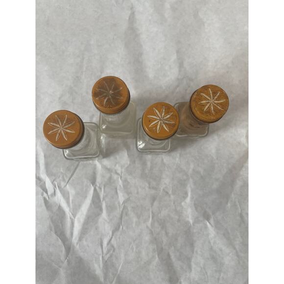 Watkins Antique 1960 Spice bottles with lids Set of 4 Atomic Pattern - Picture 2 of 9